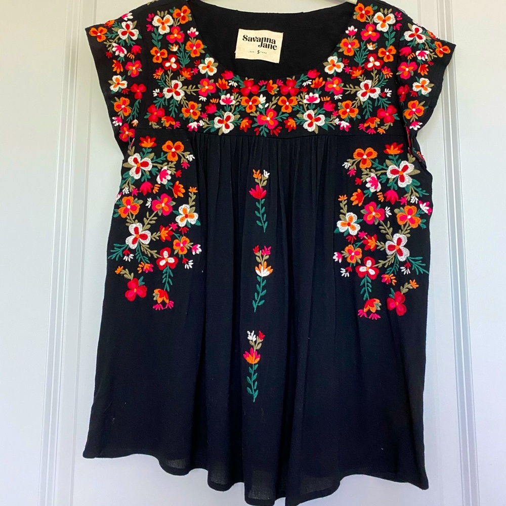 black floral blouse
